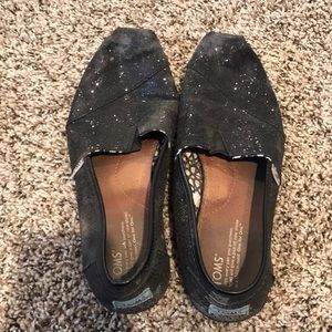 Black glitter Toms size 9.5